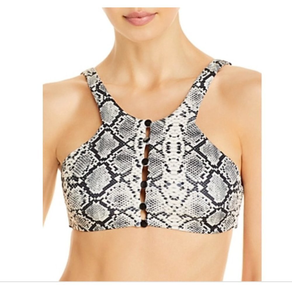 Aqua Swim $56 Snake Print Halter Bikini Swim Top Size S